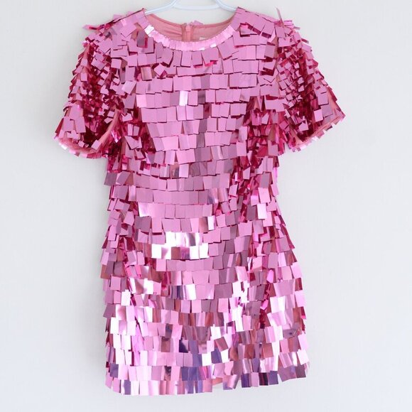 Jonathan Simkhai Tuckernuck Pink Punch Vivienne Embroidered Sequin Mini Dress 4 - Picture 2 of 13
